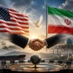 US and Iranian flags displayed against a backdrop of diplomatic talks as international mediators work to maintain a pause in military strikes.