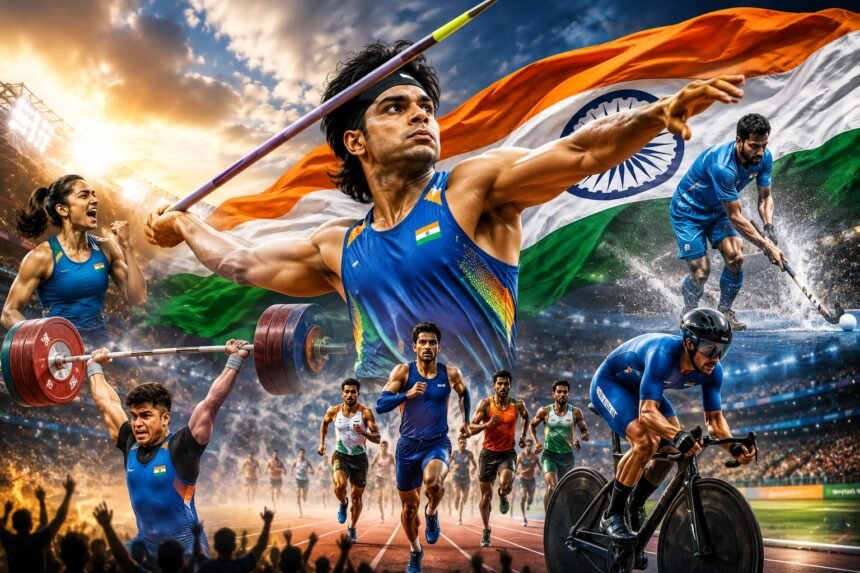 Neeraj Chopra during the men's javelin competition at the 2026 Commonwealth Games in Glasgow.