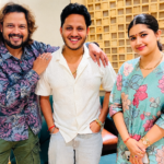 Nitesh Tiwari with Raja Hasan, Ishita Vishwakarma and Shradha Mishra during the announcement of their upcoming musical project.