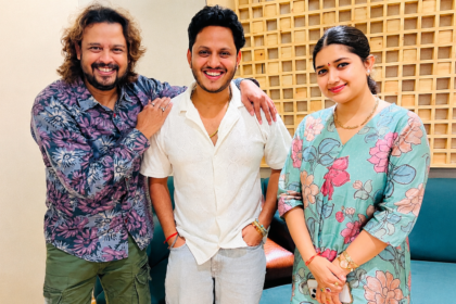 Nitesh Tiwari with Raja Hasan, Ishita Vishwakarma and Shradha Mishra during the announcement of their upcoming musical project.