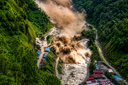 Nepal flash flood following Himalayan glacier and rock collapse