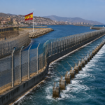 Border fence in Spain's Ceuta enclave as authorities plan a new sea barrier to prevent illegal migrant crossings.