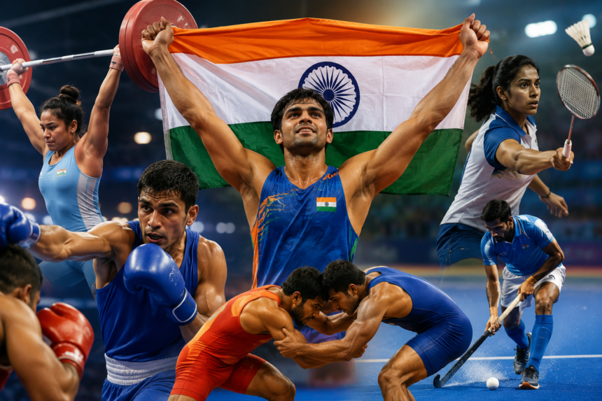 India's Neeraj Chopra and the Indian contingent compete during a crucial phase of the Commonwealth Games 2026 in Glasgow.
