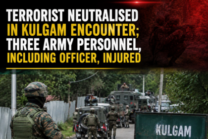 Indian Army personnel during a counter-terrorism operation in the forest area of Kulgam, Jammu and Kashmir.