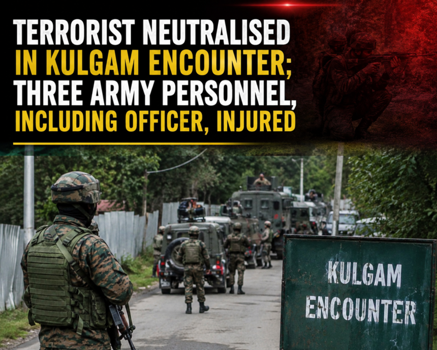 Indian Army personnel during a counter-terrorism operation in the forest area of Kulgam, Jammu and Kashmir.